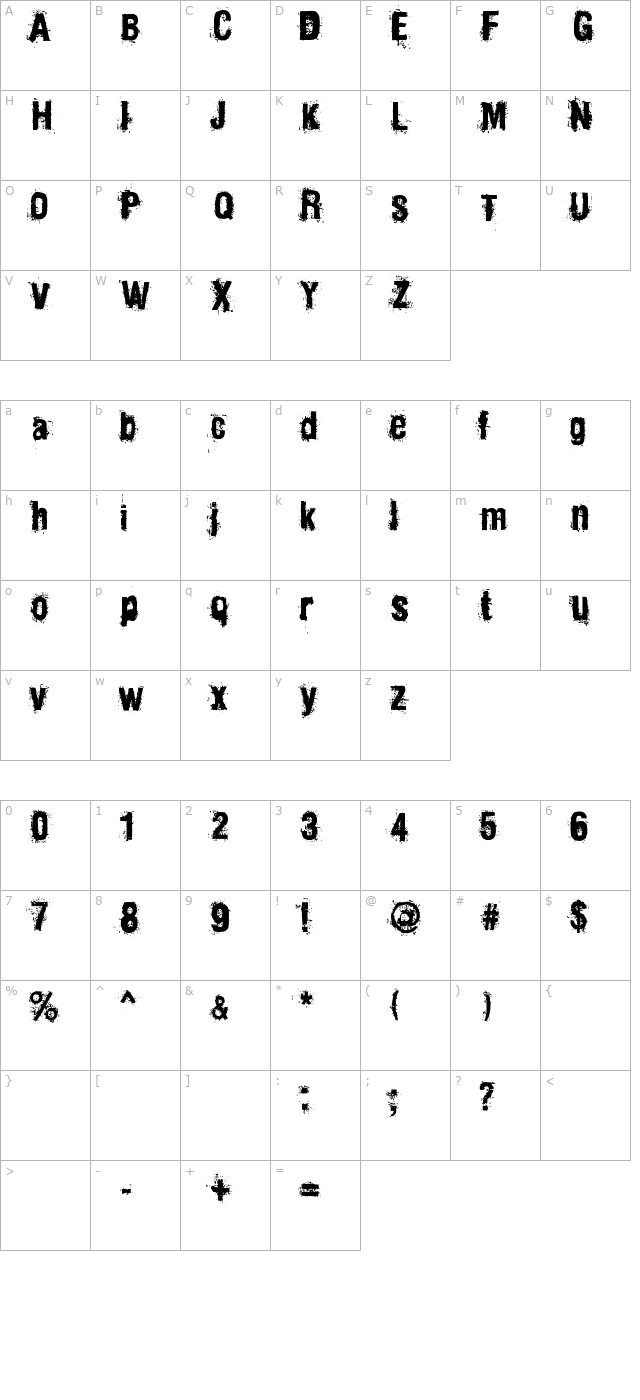 Mainpar character map