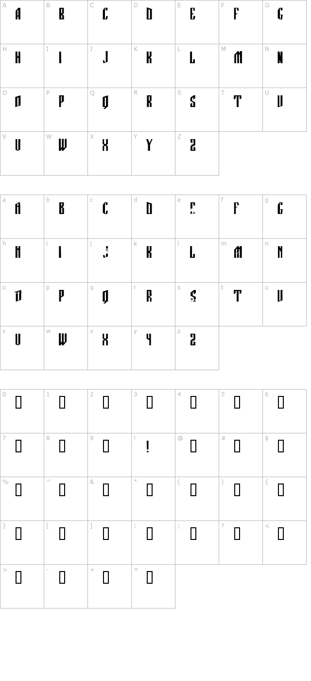 Manastirka character map