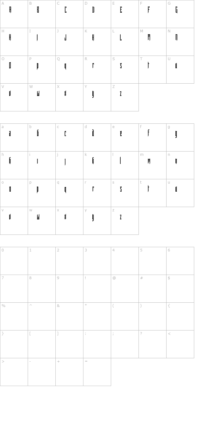 margogothic-otf character map