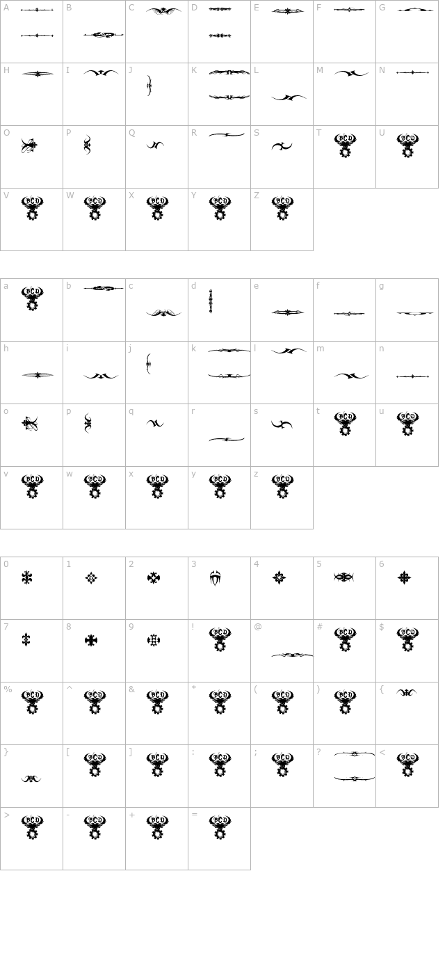 Marquis De Sade Ornaments character map