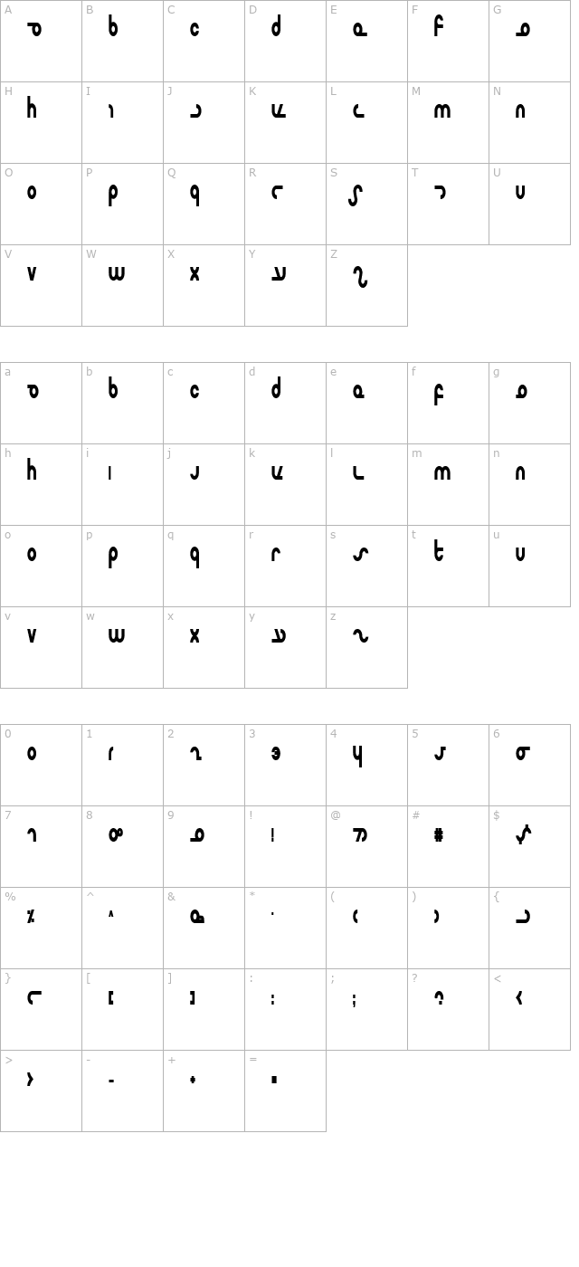 masterdom-bold-condensed character map