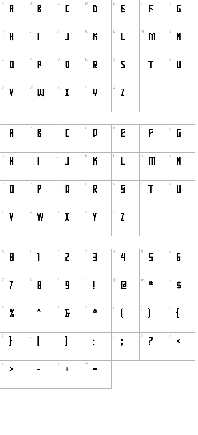 Mastodon Bold OTF character map