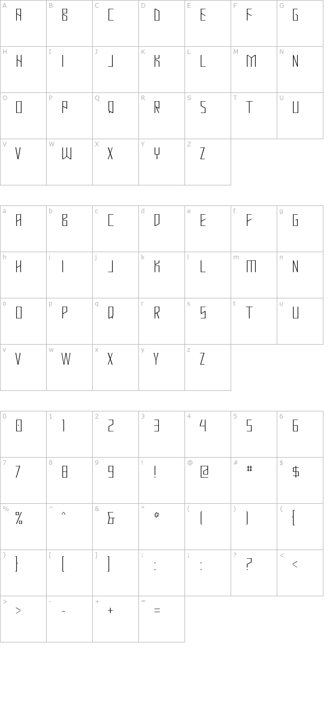 mastodon-hairline character map