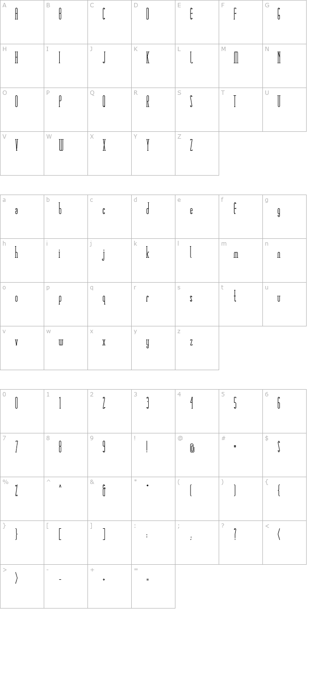 matchbook-serif character map