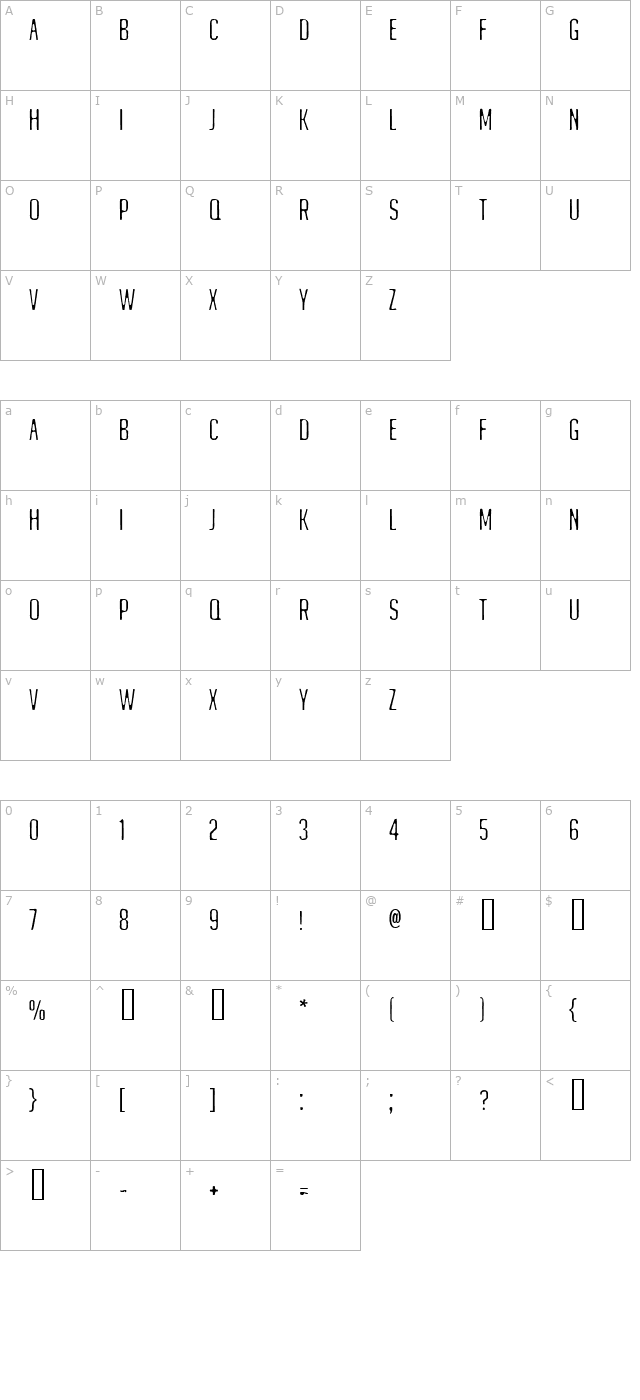 Matejino character map