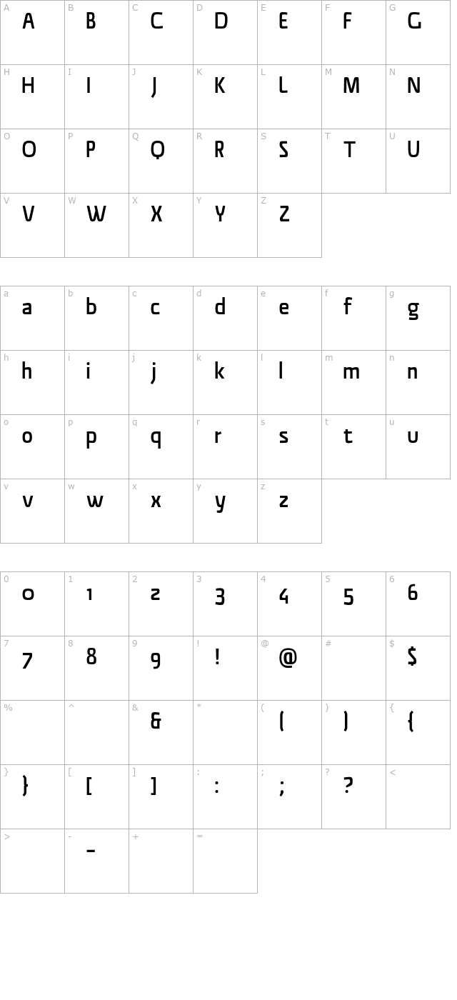 material-sans character map