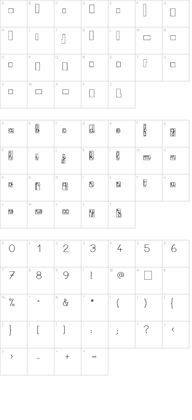 Maternellecolor Cursive Case character map