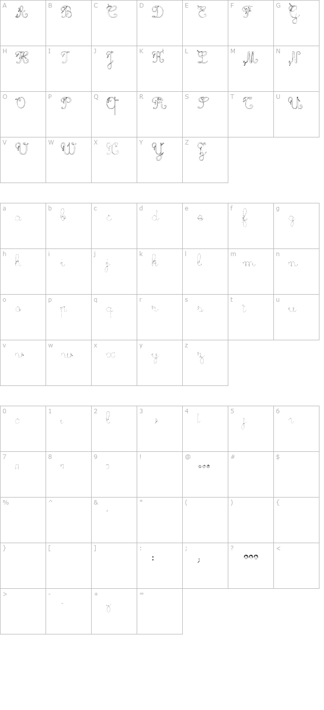 Maternellecolor Trace Cursive character map