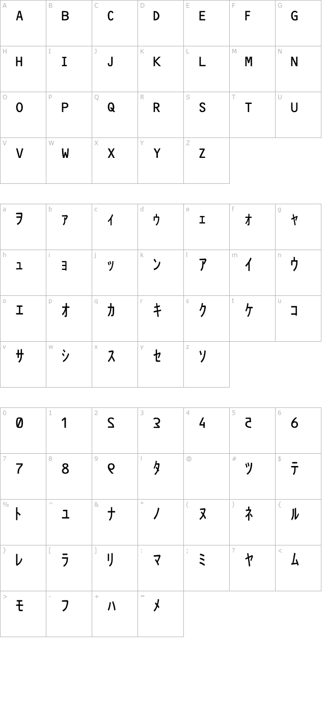 matrix-code-nfi-otf character map