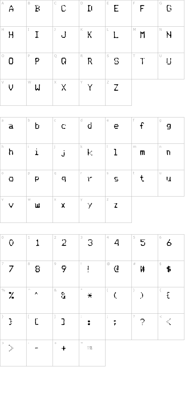 MatrixDot OTF character map