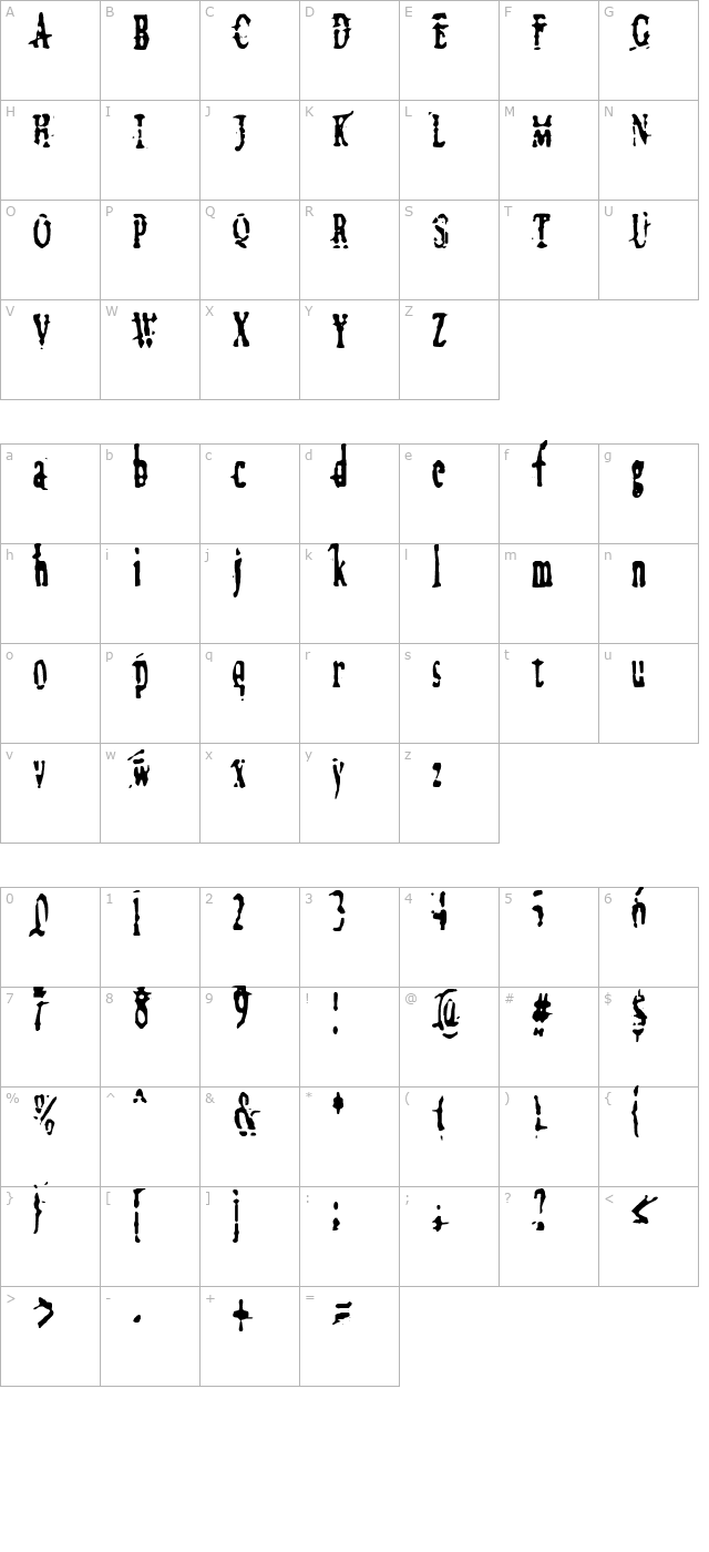 megalomania-x character map