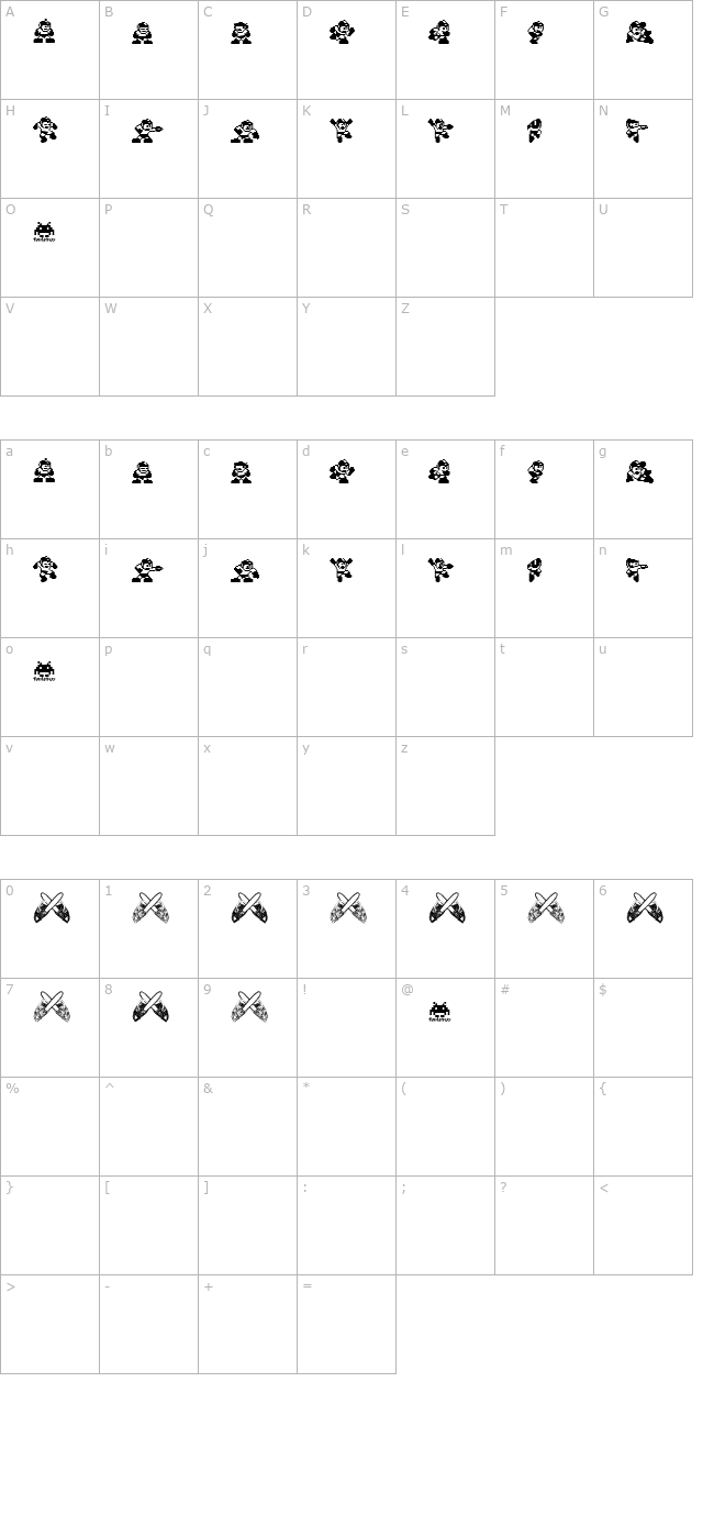 MegaMan . TheMang character map