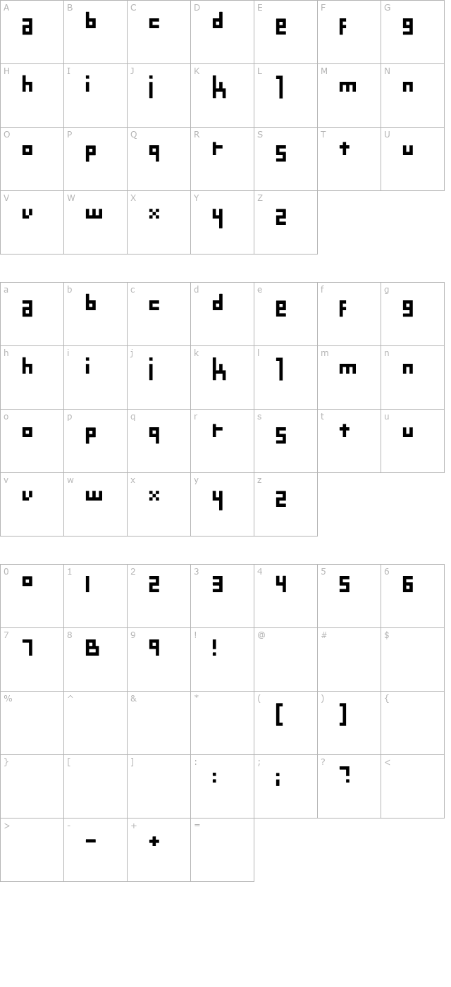 mekanek-otf character map