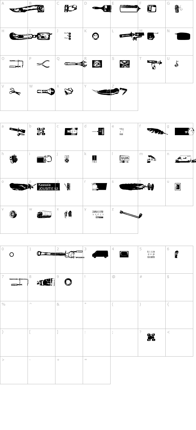 Melkein Aito Kopio character map