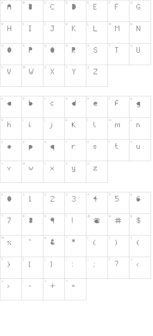 Mesh Stitch character map