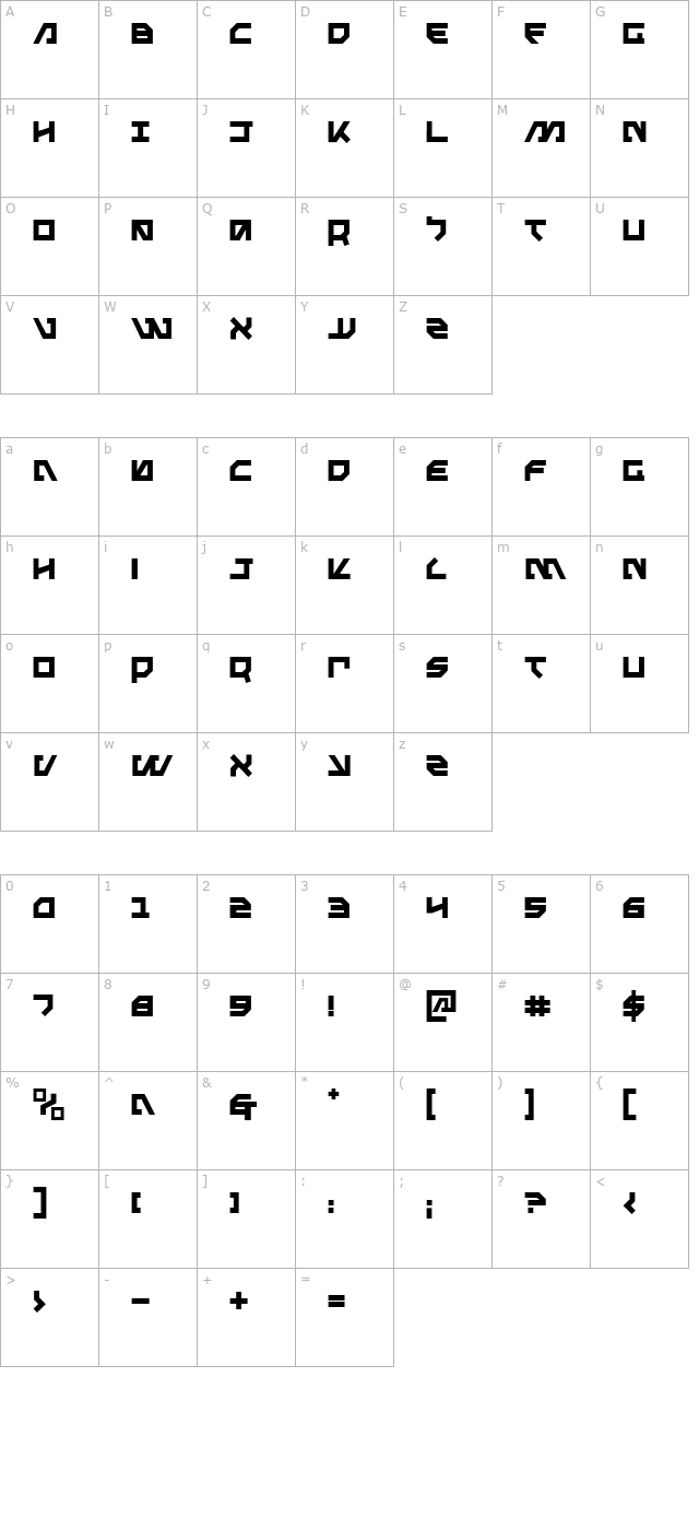 Metal Storm character map