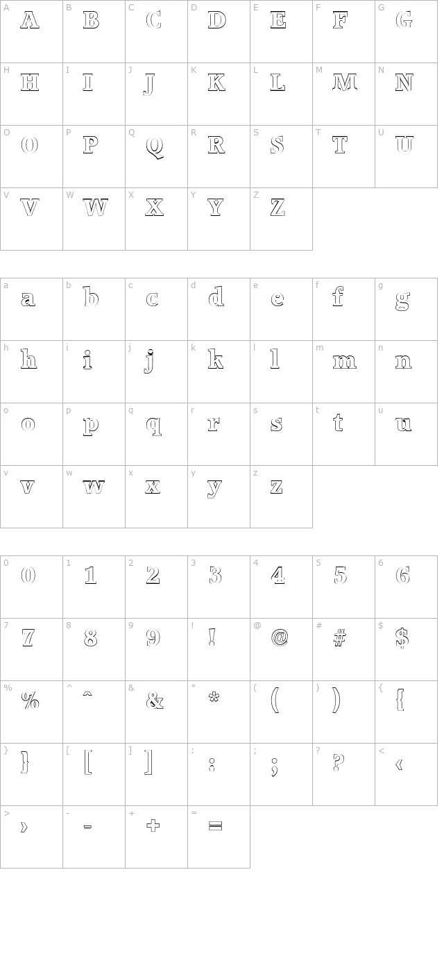 michaelbeckeroutline-extrabold character map