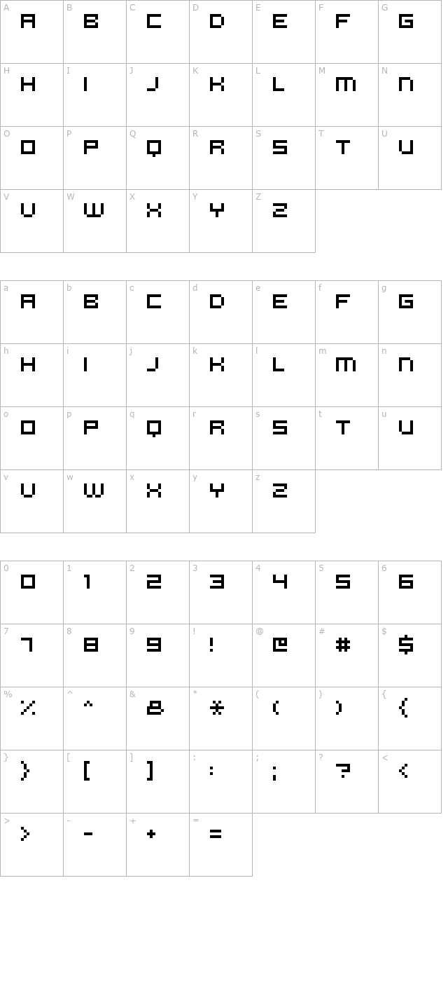 Micro N55 character map