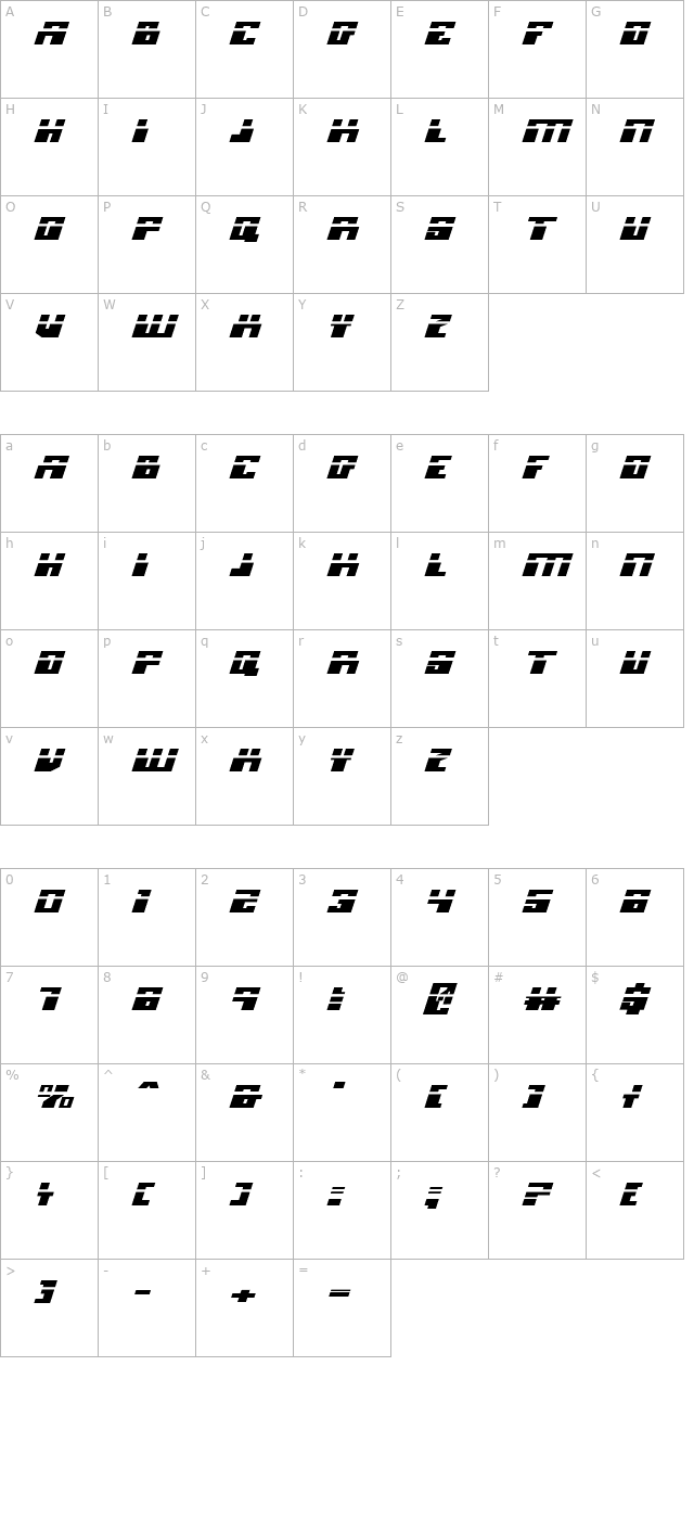 micronian-laser-expanded-italic character map