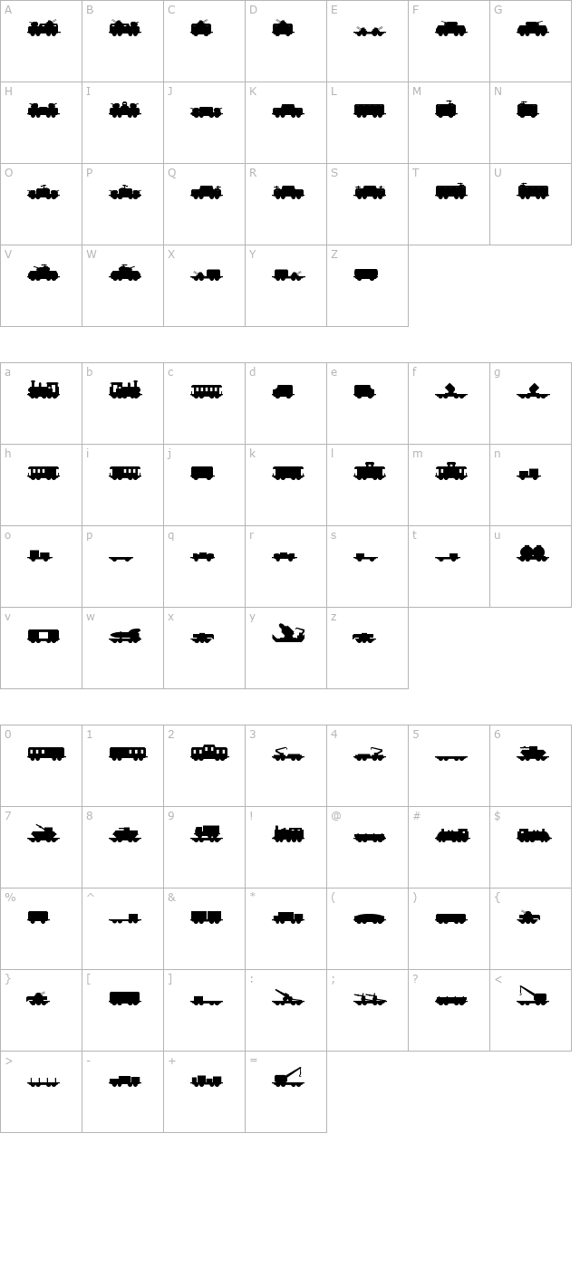 MilTrain character map