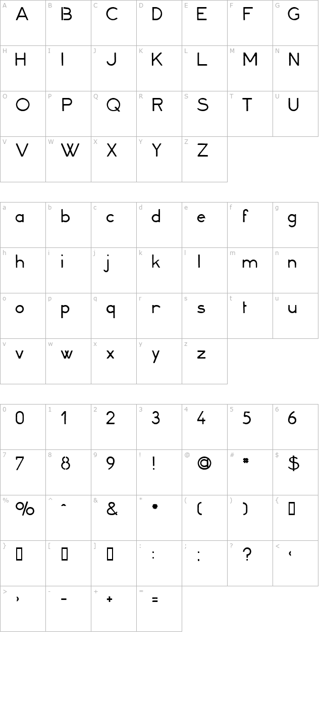 minerva16 character map