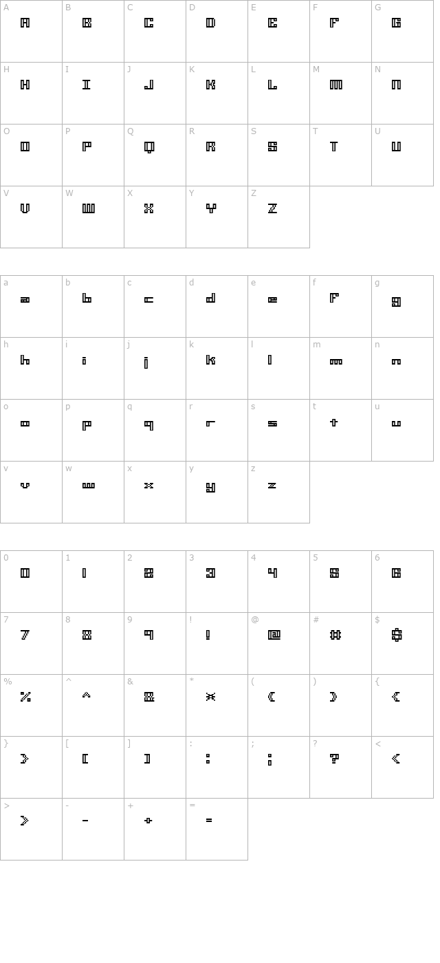 Mini Kaliber O TT -BRK- character map