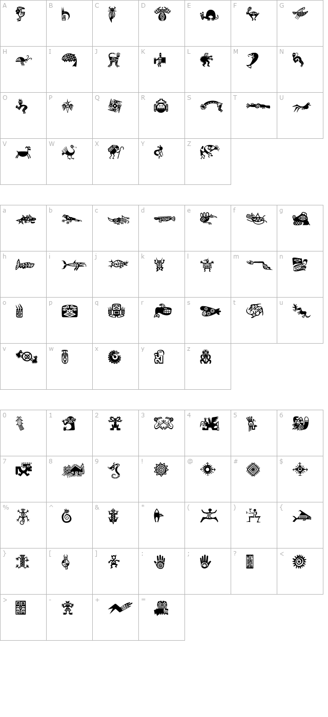 mini-regular character map