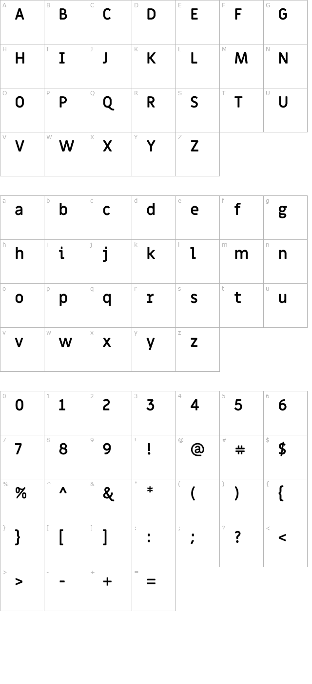 Miriam Libre Bold character map