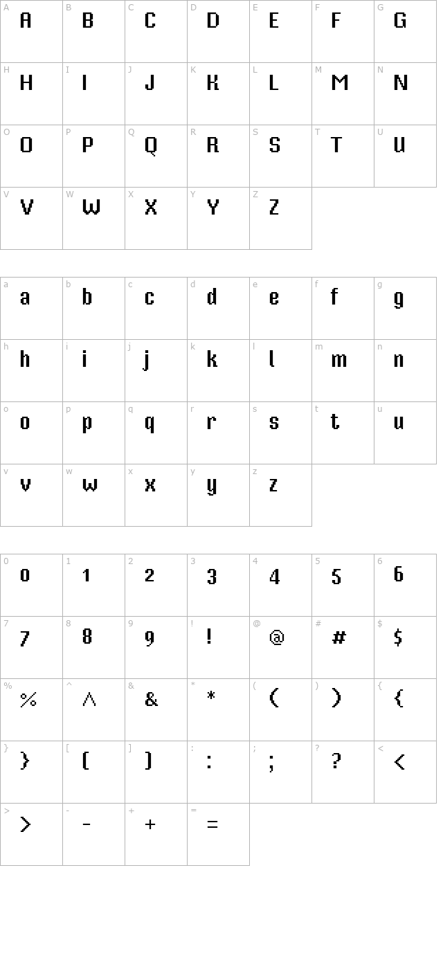 Mister Pixel 16 pt - Old Style Figure character map