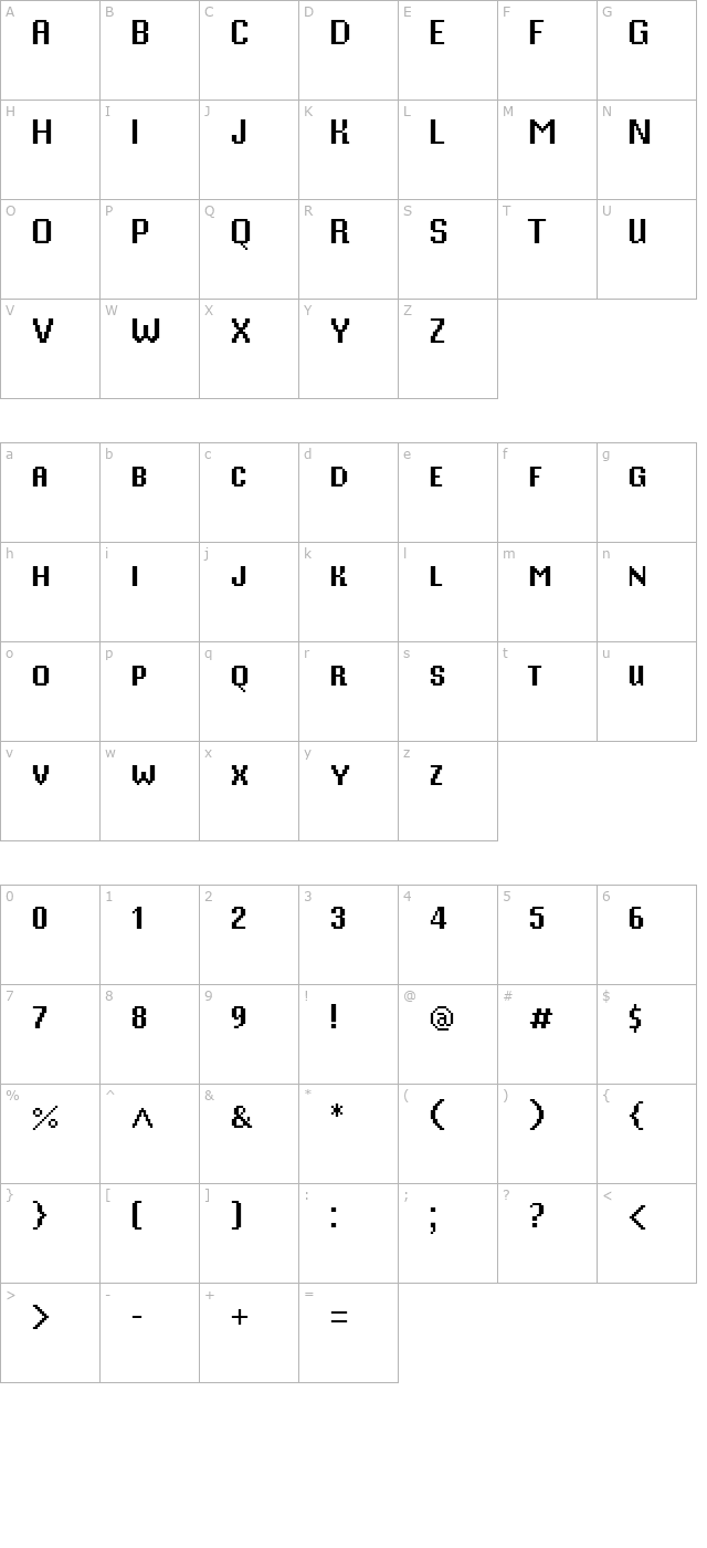 Mister Pixel 16 pt - Small Caps character map