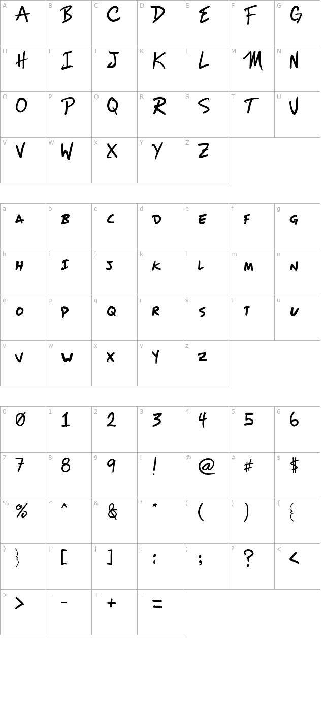 Mizike character map