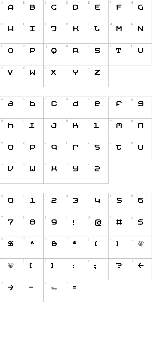 moby-regular character map