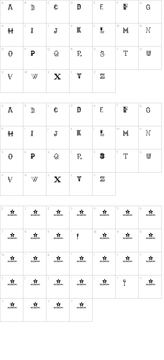 monbijoux character map