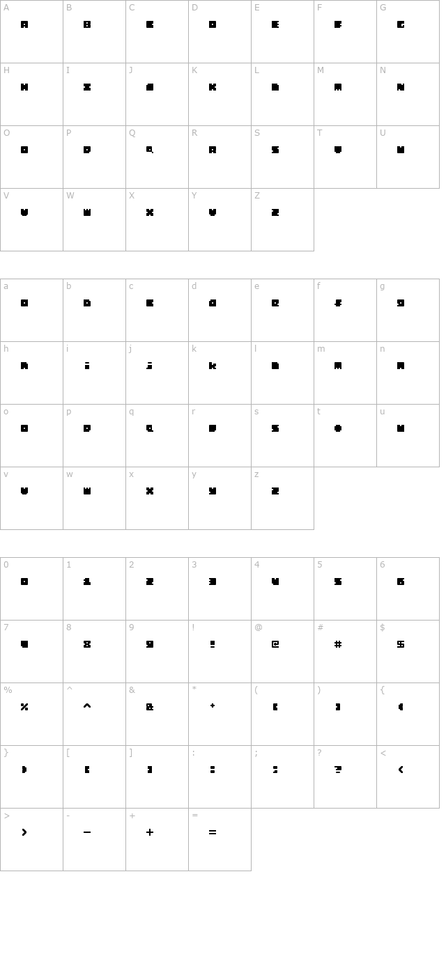 monosquare character map