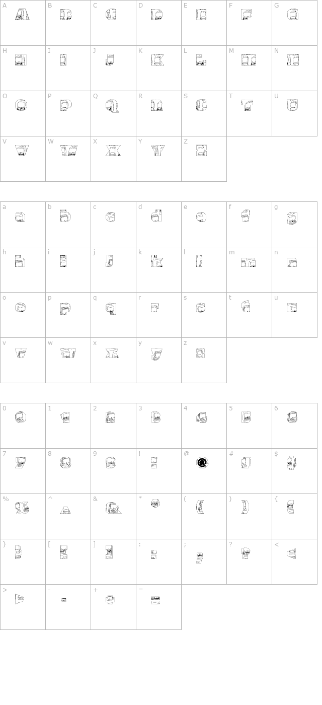 Monster Boxes character map