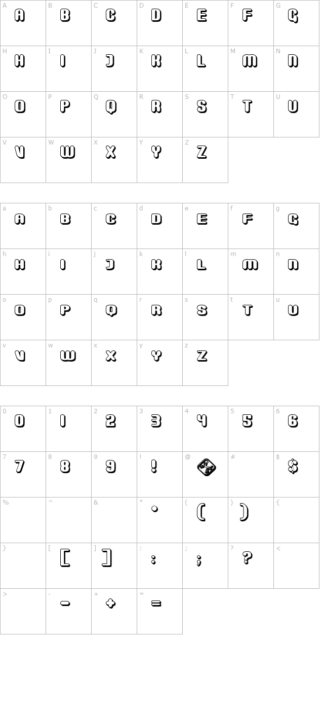 Monster Shadow character map