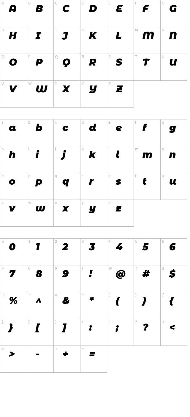 Montserrat Alternates Black Italic character map