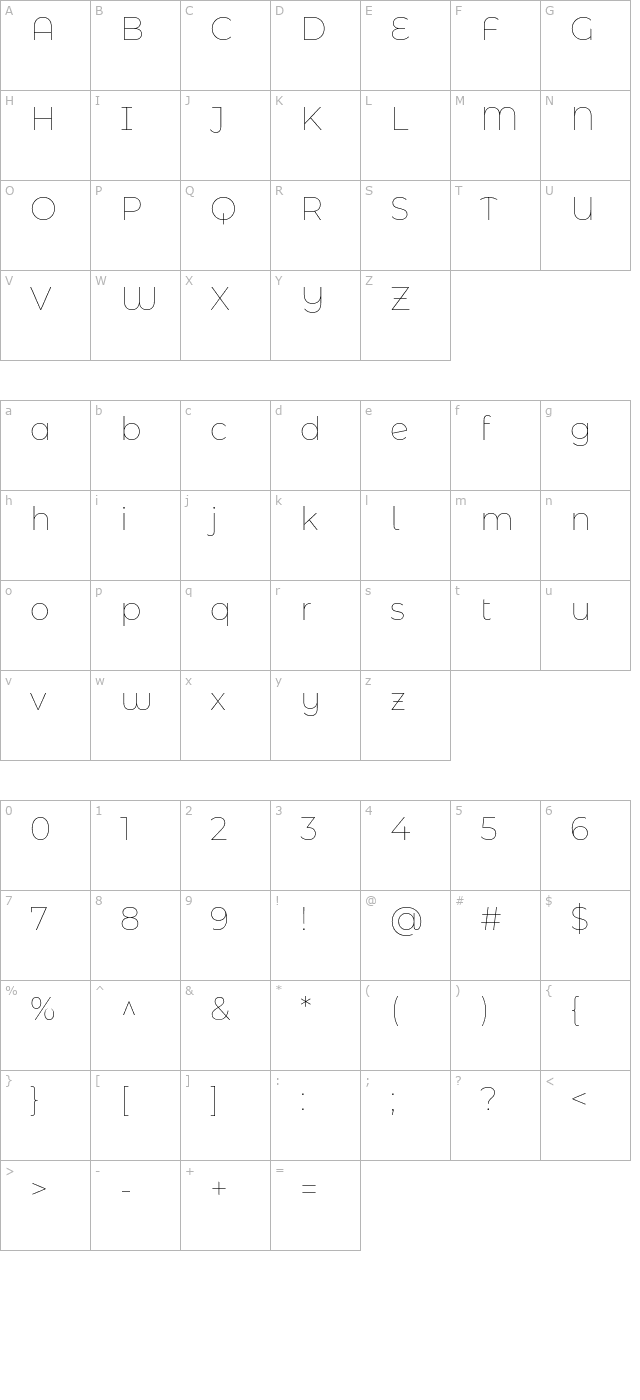 montserrat-alternates-thin character map