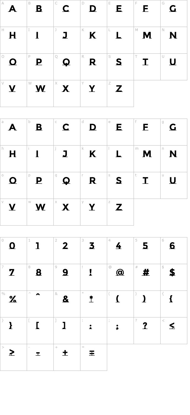 Montserrat Subrayada Bold character map