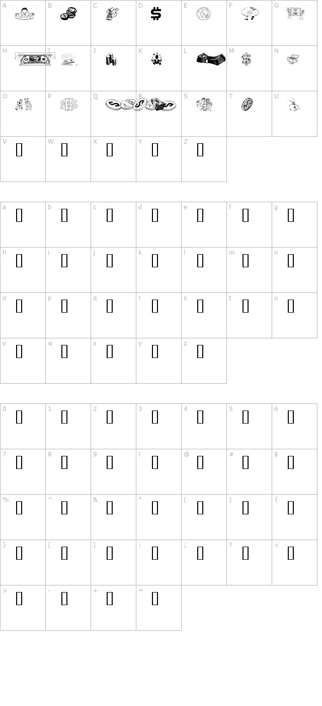 Moolah character map