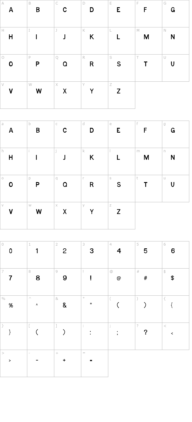 MTF Base character map