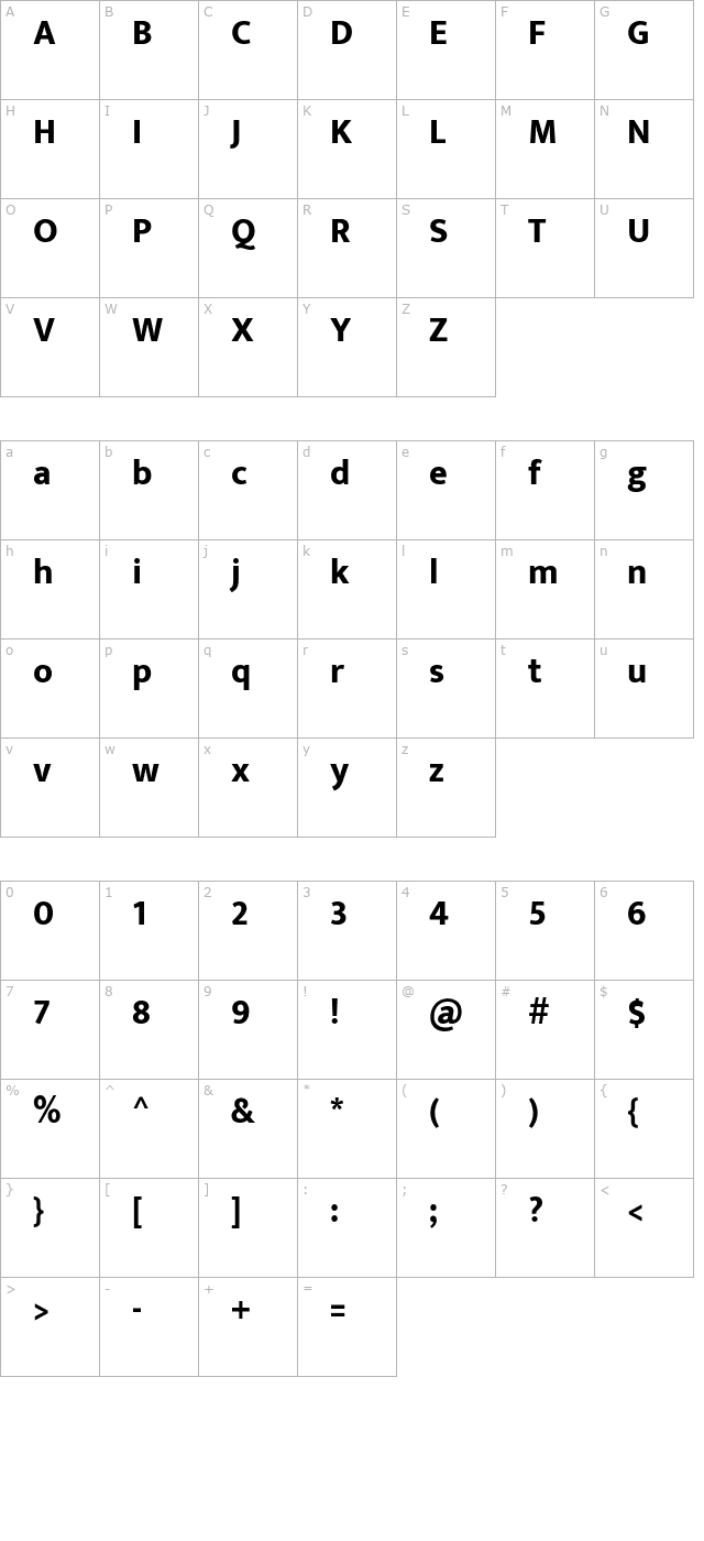 mukta-extrabold character map