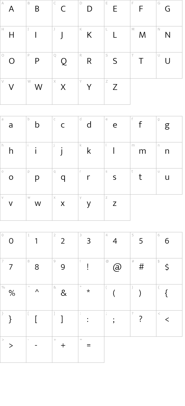 Mukta Mahee Light character map