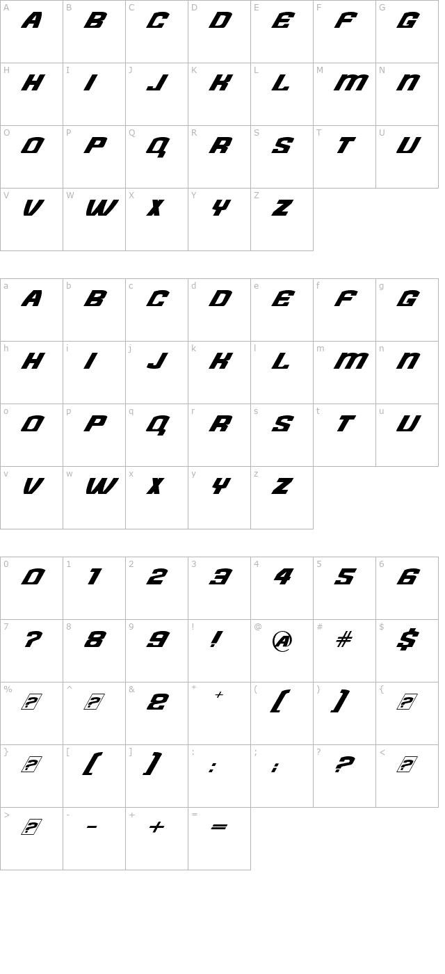 need-for-font character map