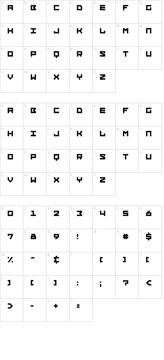 Network OTF character map