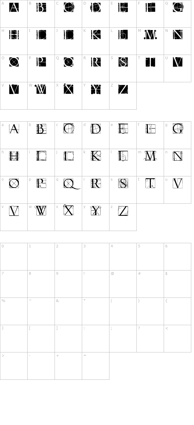 Neudoerffer Scribble Quality character map