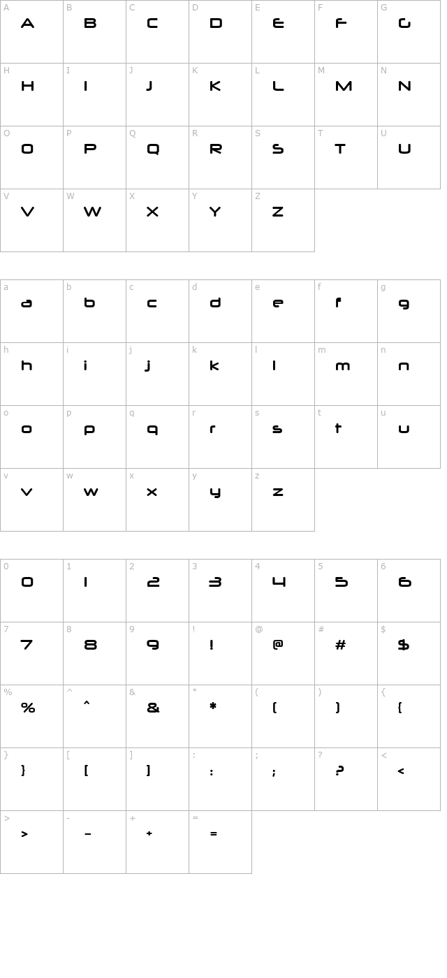 Neuropol X Bold character map