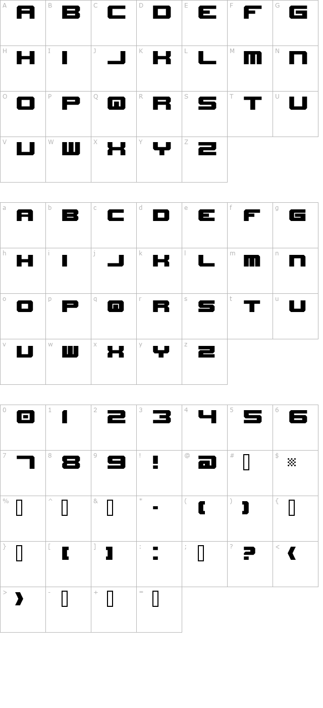 New Horizons character map