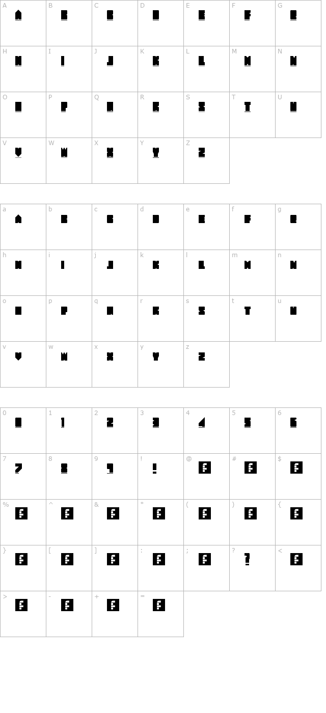 New Wave 2009 character map