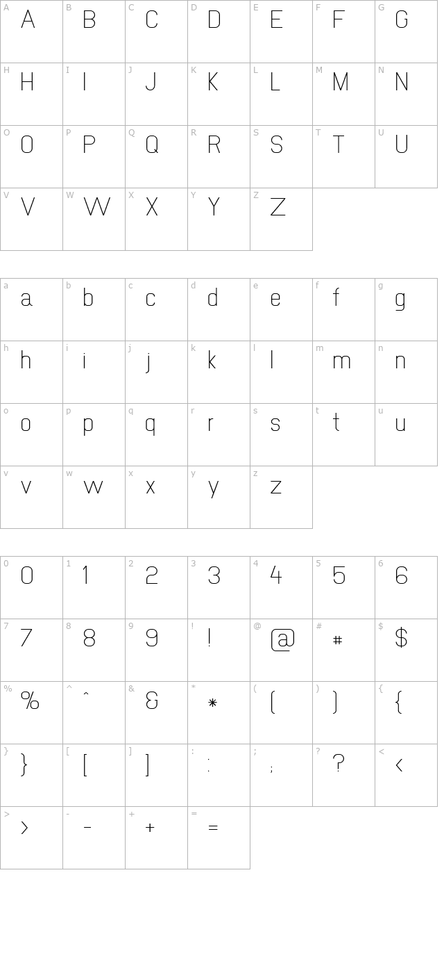 NewMedia Regular character map